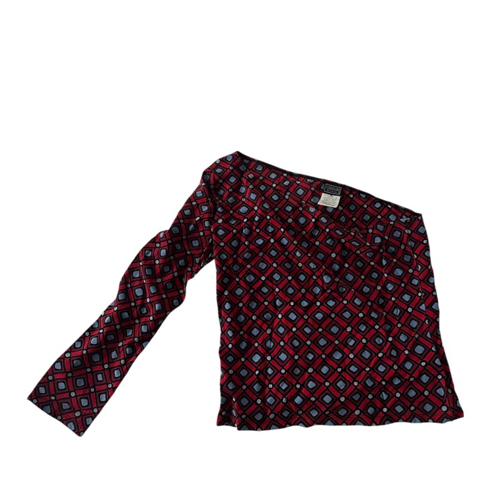 Versus Versace Red & Black Geometric Print Blouse